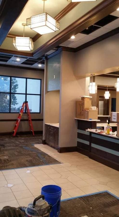 picture of a commecial project in the process of having a custom railing installed